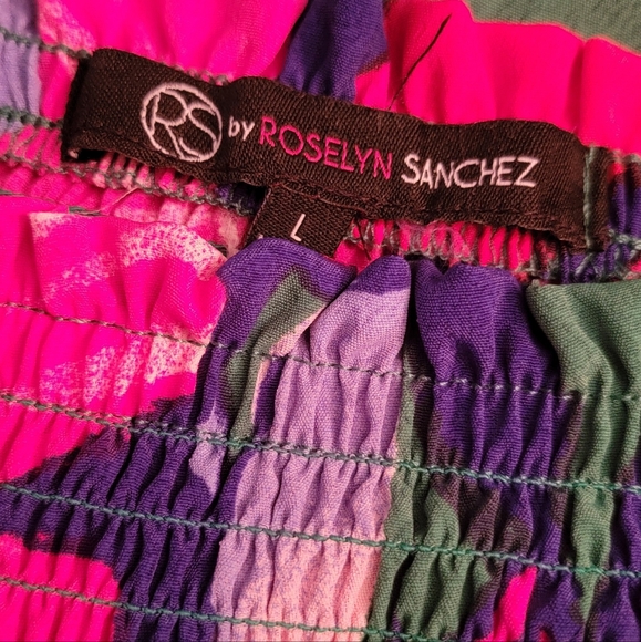 Roselyn Sanchez Tropical floral Maxi Dress L - Picture 3 of 3